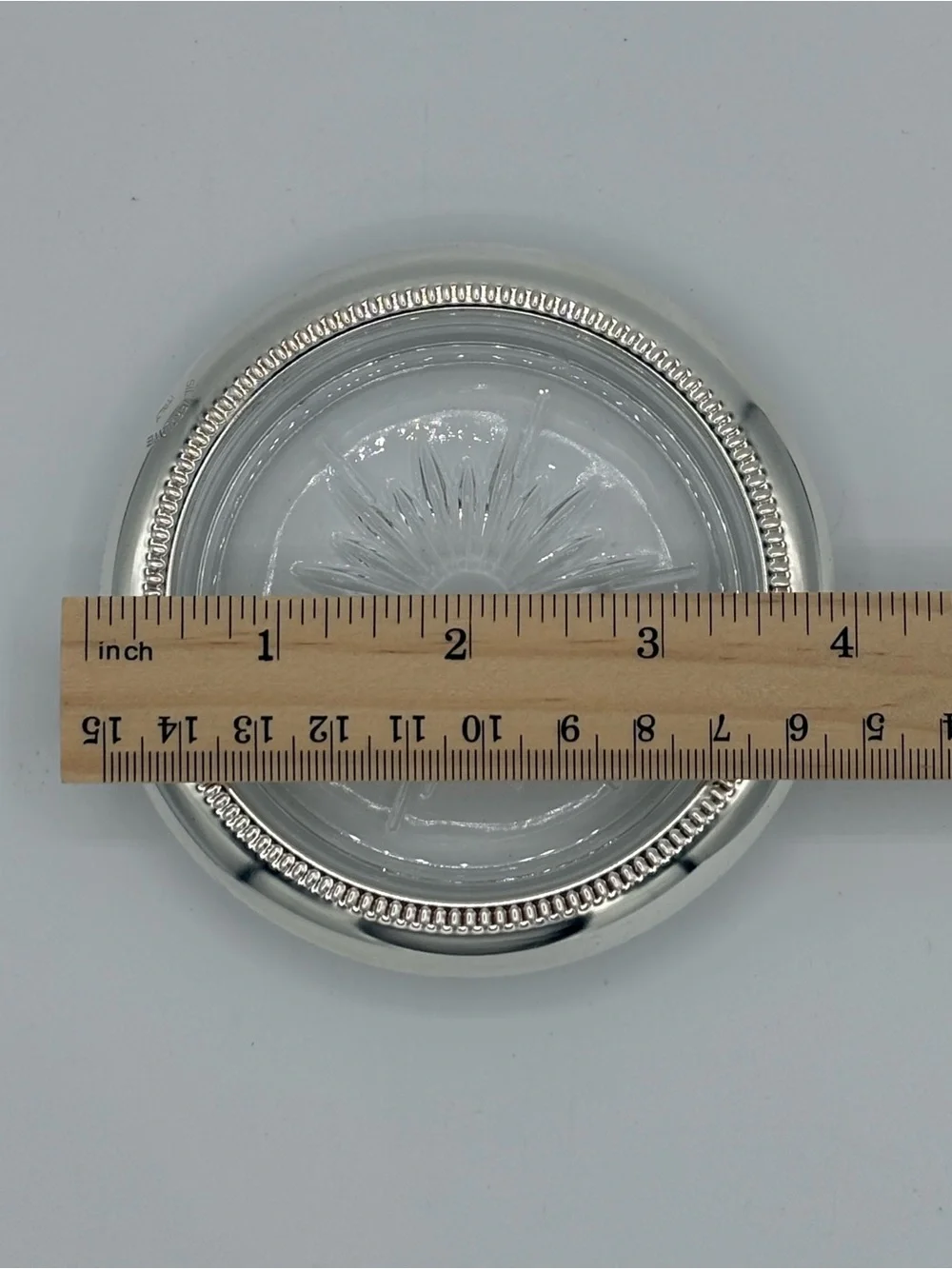 Vintage Italian Silverplate & Cut Glass Wine Coasters Set of 4